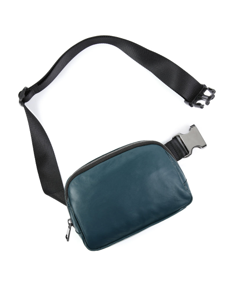 Holographic Shiny Mini Belt Bag Matt Navy 8" x 2" x 5.5" - ododos