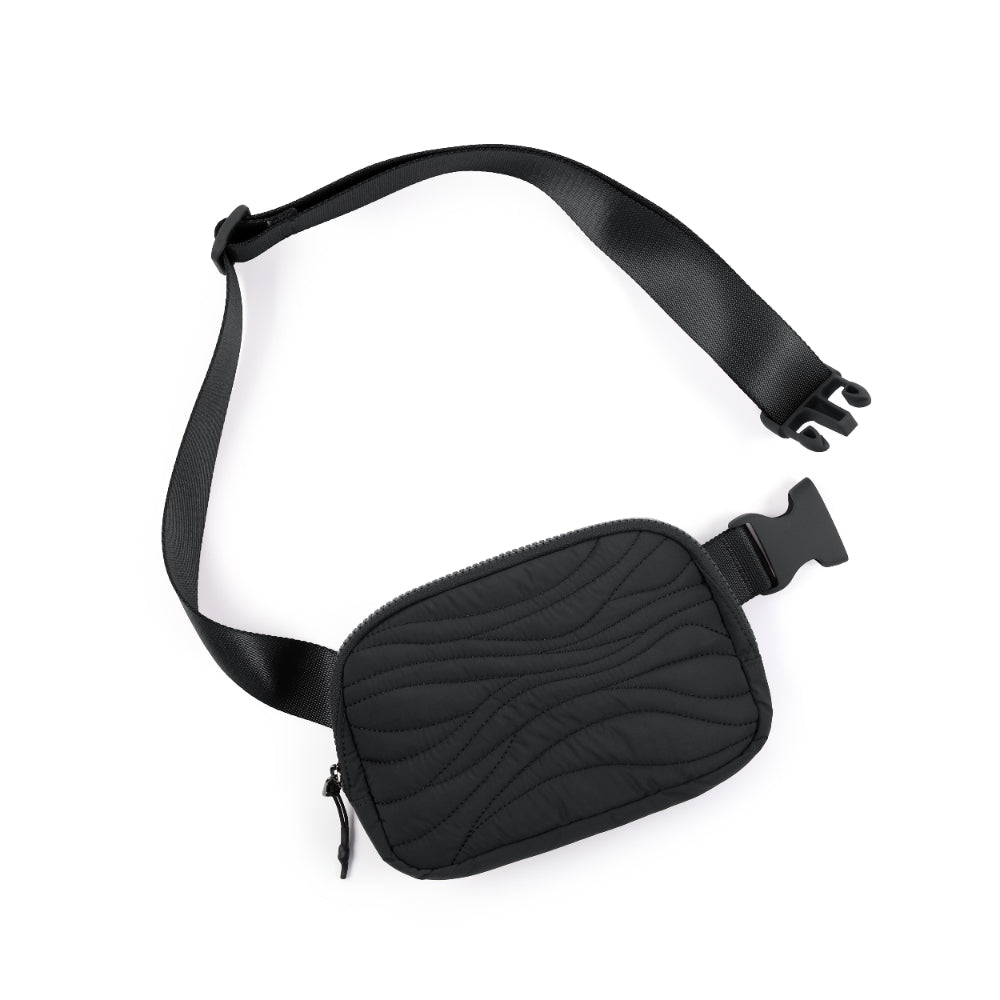 Quilted Designer Mini Belt Bag Black Quilted 8" x 2" x 5.5" - ododos