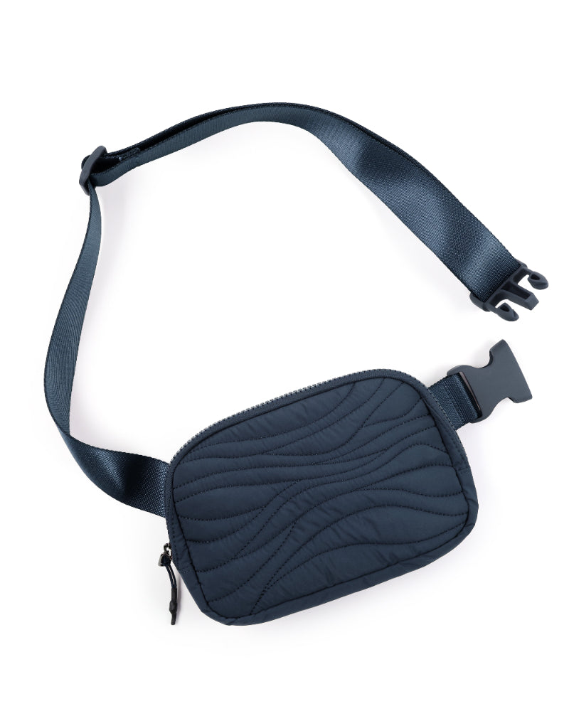 Quilted Designer Mini Belt Bag Navy Quilted 8" x 2" x 5.5" - ododos