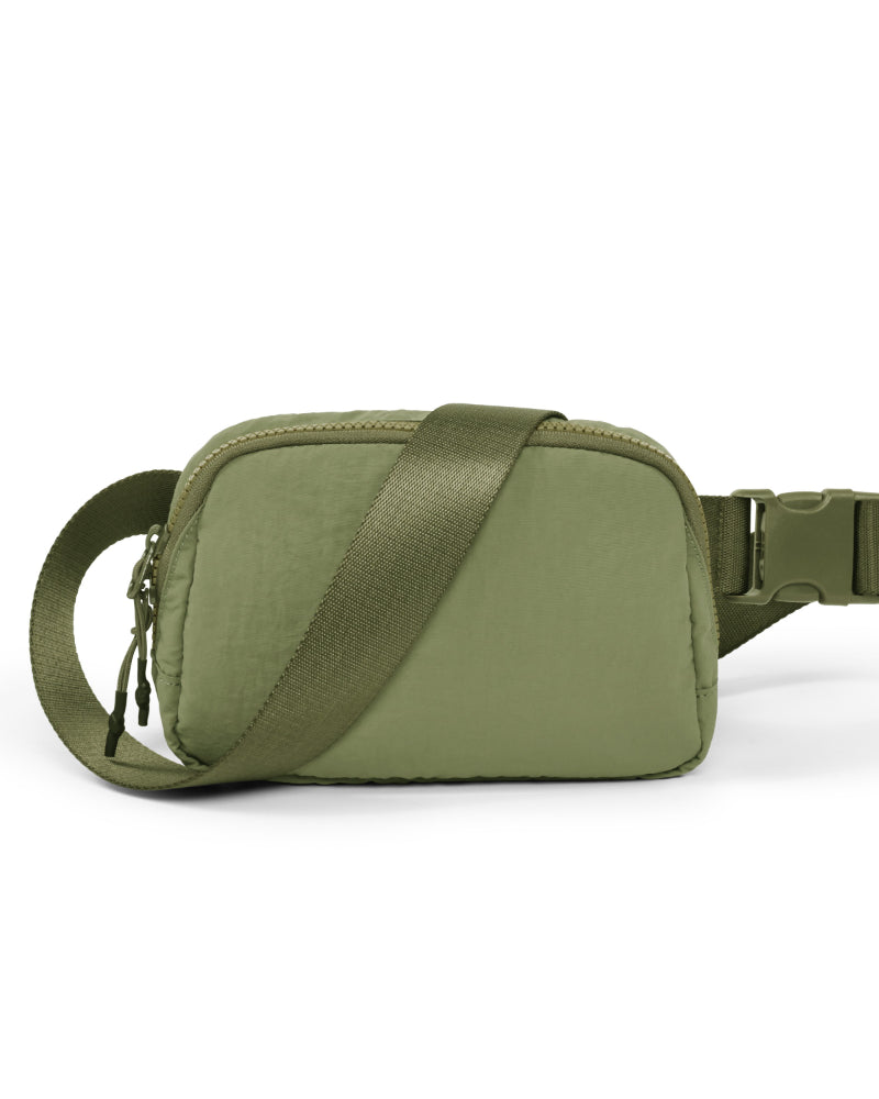 2-Way Zipper Unisex Belt Bag Medium Olive 7.5" x 2" x 5" - ododos