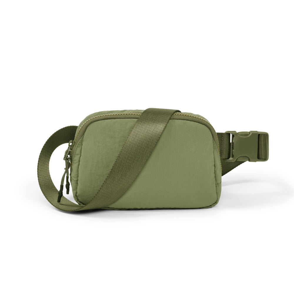 2-Way Zipper Unisex Belt Bag Medium Olive 7.5" x 2" x 5" - ododos