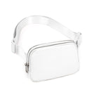Double Zip Mini Belt Bag White 7.5" x 2" x 5" - ododos