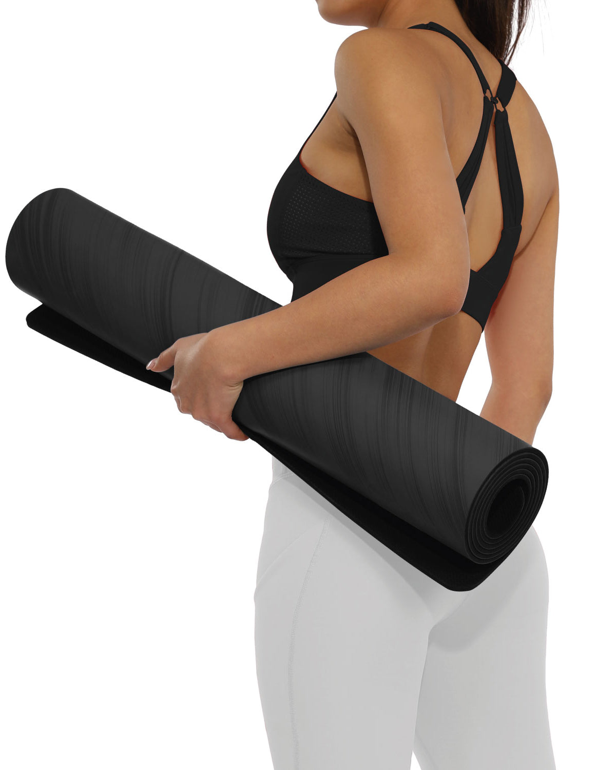 Eco Friendly PU Yoga Mat Texture Black 5mm - ododos