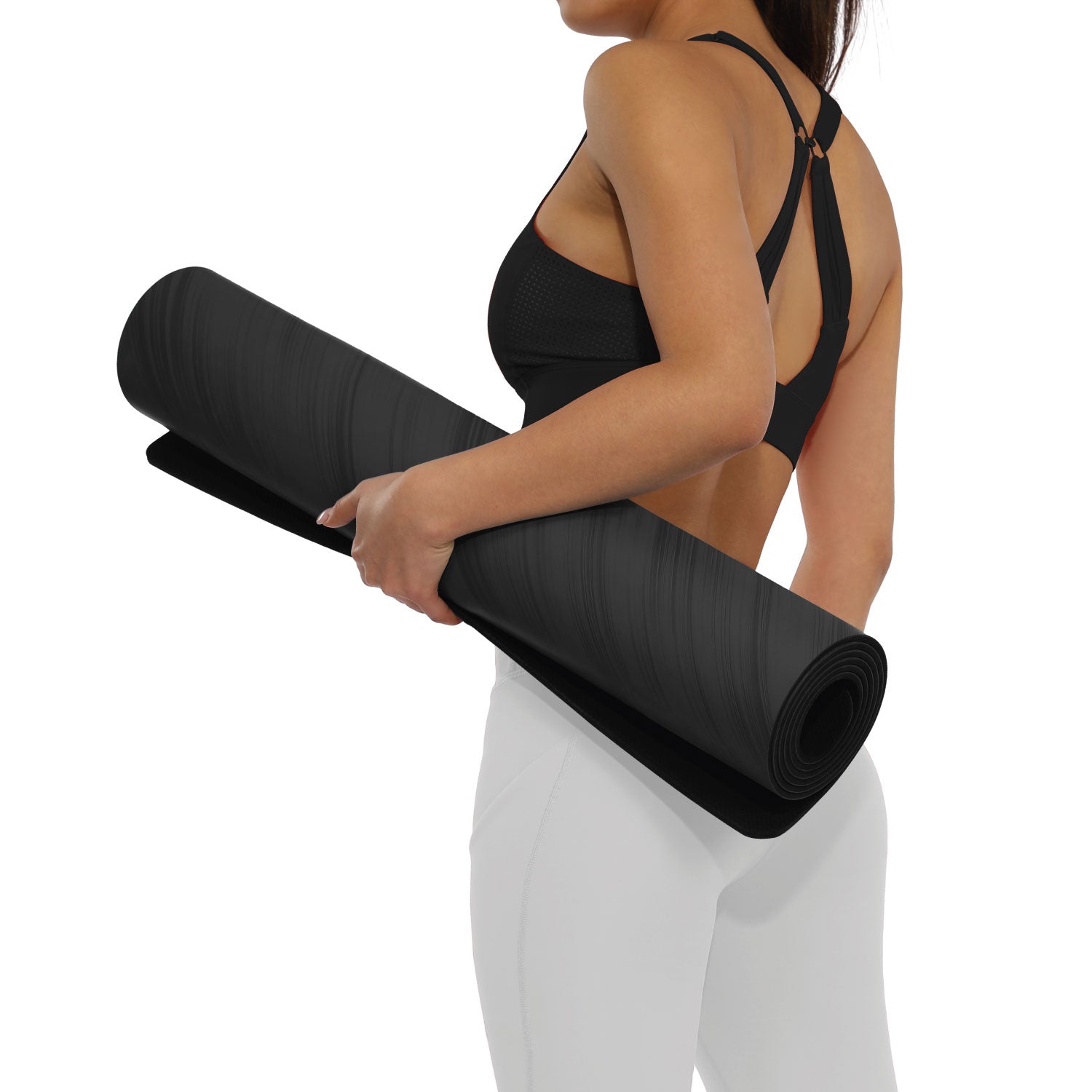 Eco Friendly PU Yoga Mat Texture Black 5mm - ododos