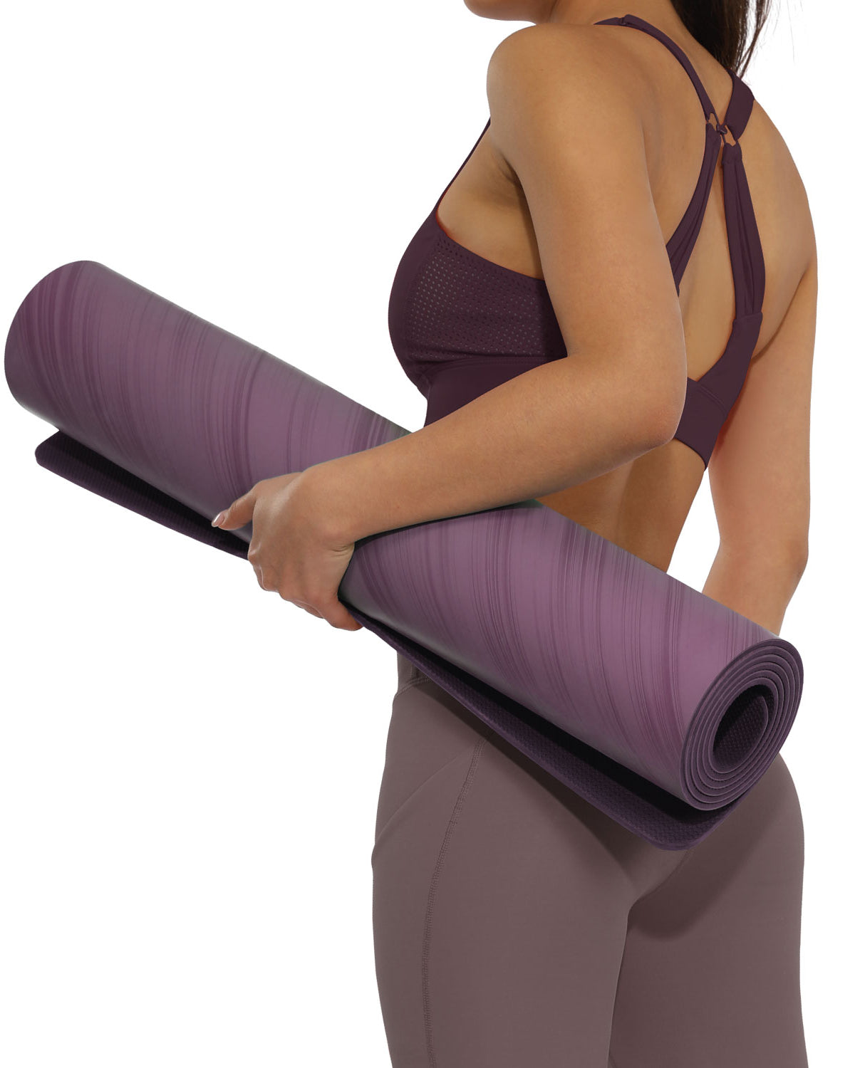 Eco Friendly PU Yoga Mat Texture Purple 5mm - ododos