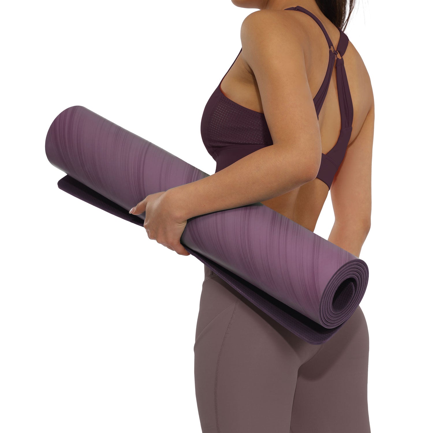 Eco Friendly PU Yoga Mat Texture Purple 5mm - ododos