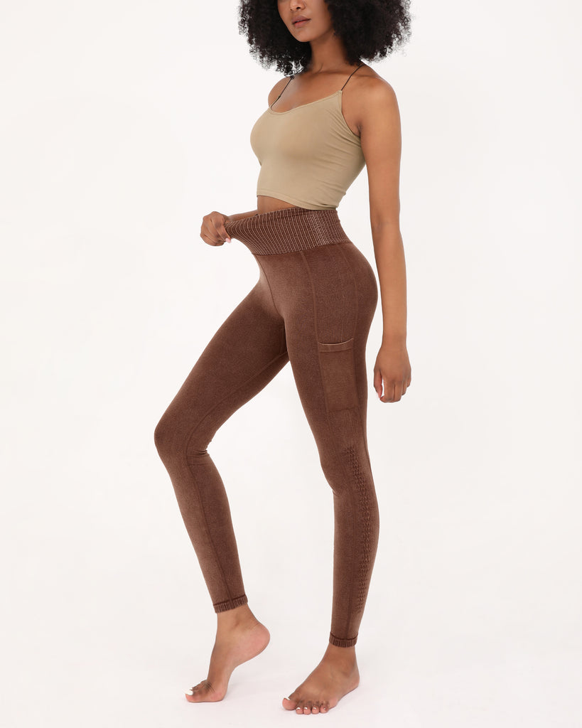  7/8 Seamless Ribbed Leggings with Pockets - ododos