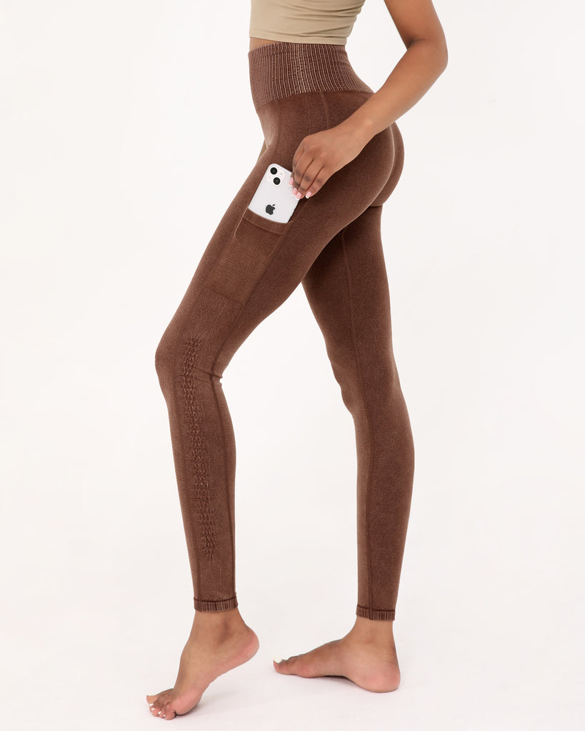  7/8 Seamless Ribbed Leggings with Pockets - ododos