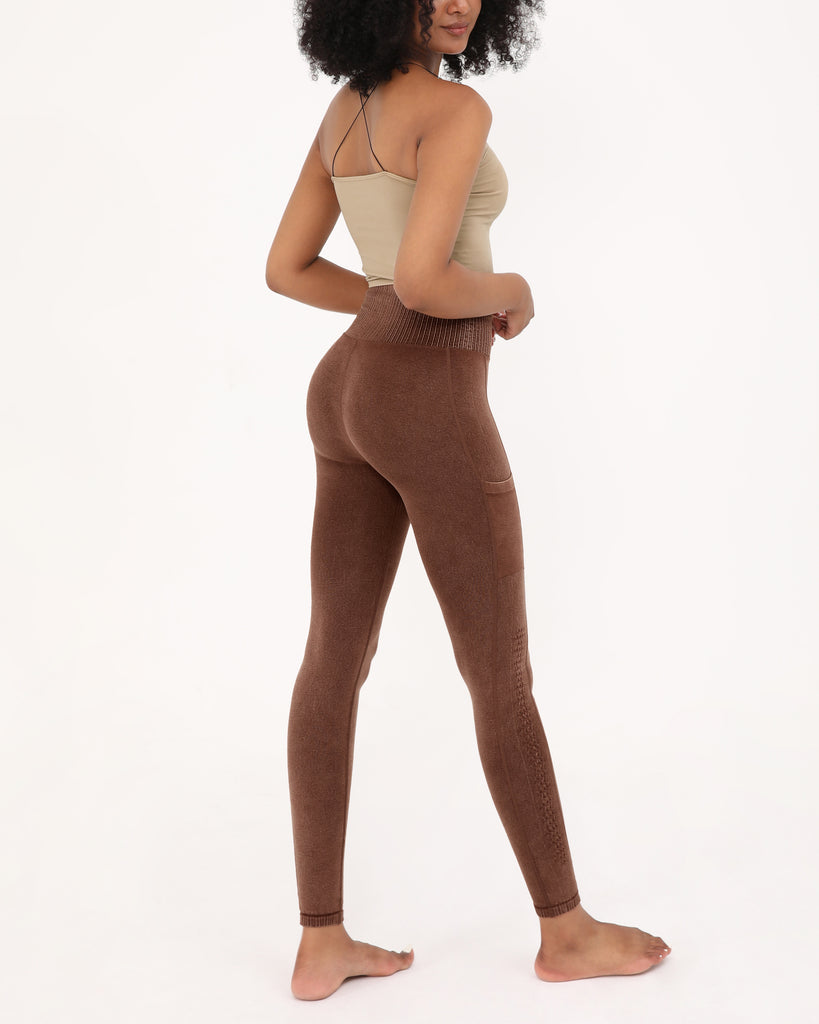  7/8 Seamless Ribbed Leggings with Pockets - ododos