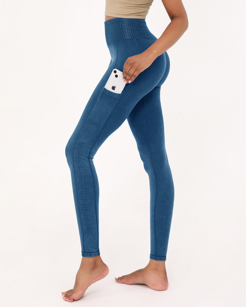  7/8 Seamless Ribbed Leggings with Pockets - ododos