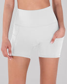 5" High Waist Tummy Control Shorts with Pockets White - ododos