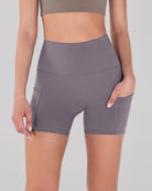 5" High Waist Tummy Control Shorts with Pockets Ash Violet - ododos