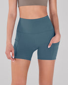 5" High Waist Tummy Control Shorts with Pockets Ink Blue - ododos