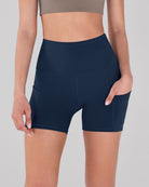 5" High Waist Tummy Control Shorts with Pockets Navy - ododos