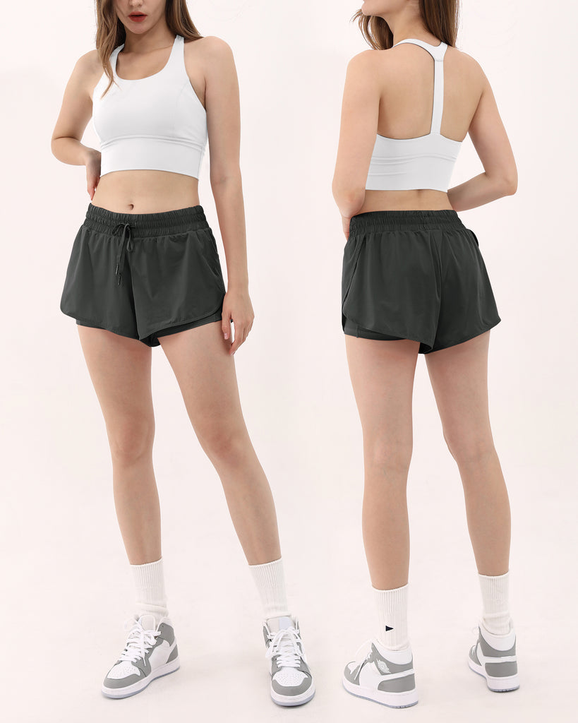  2 in 1 Workout Shorts with Pockets - ododos