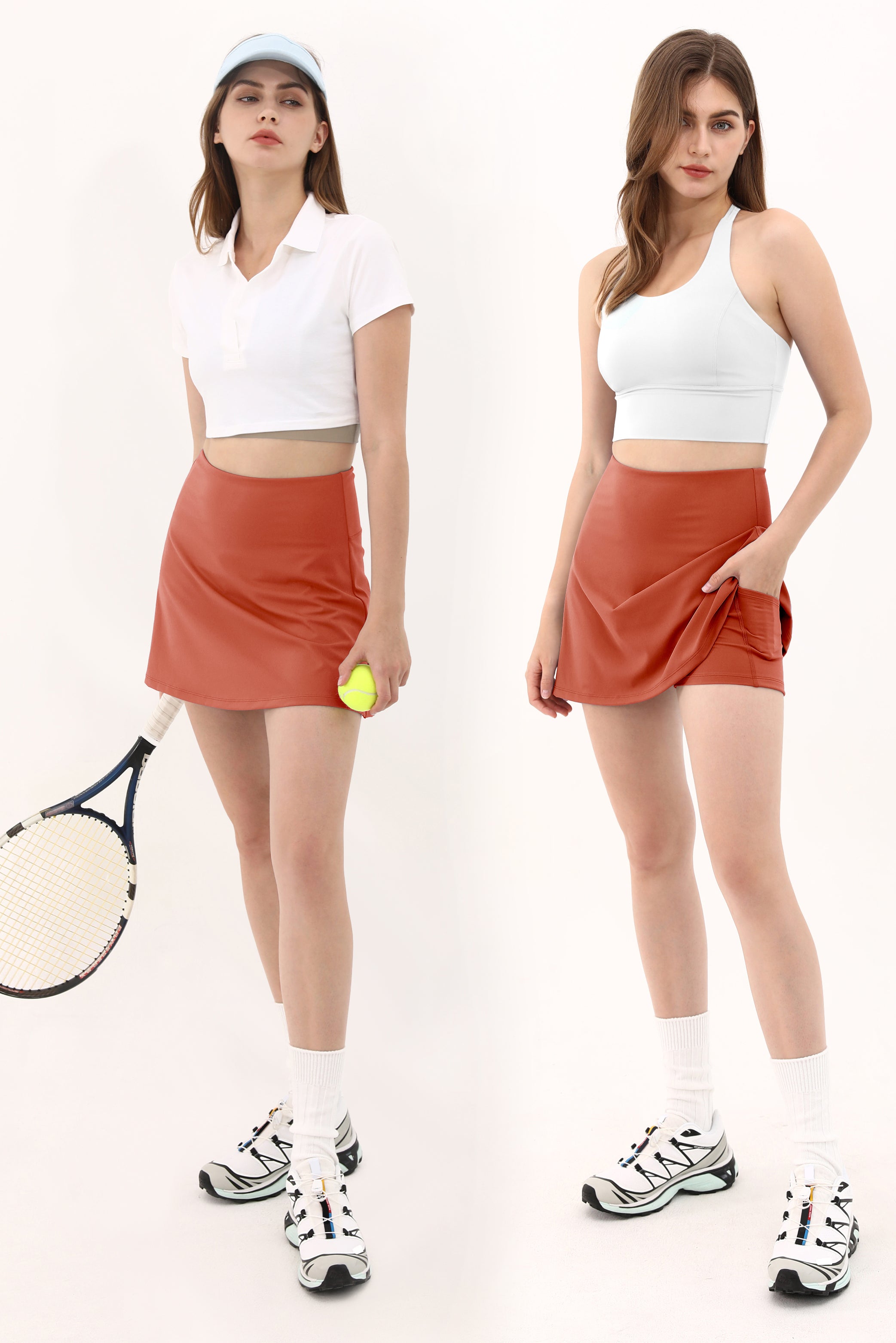 High Waist Tennis Skorts with Pockets - ododos