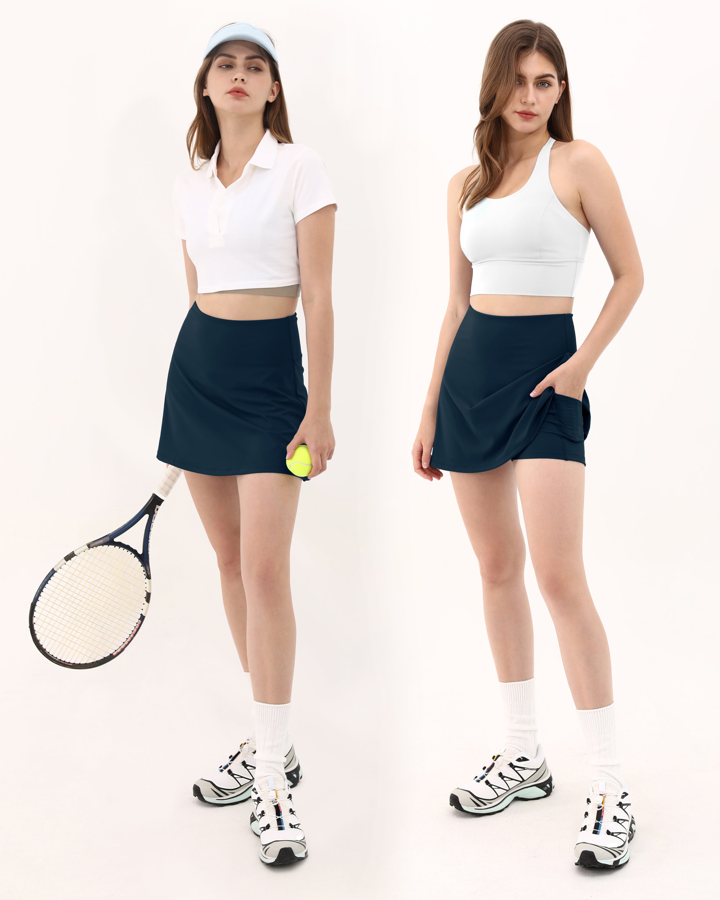 High Waist Tennis Skorts with Pockets - ododos