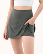 High Waist Tennis Skorts with Pockets Gray - ododos