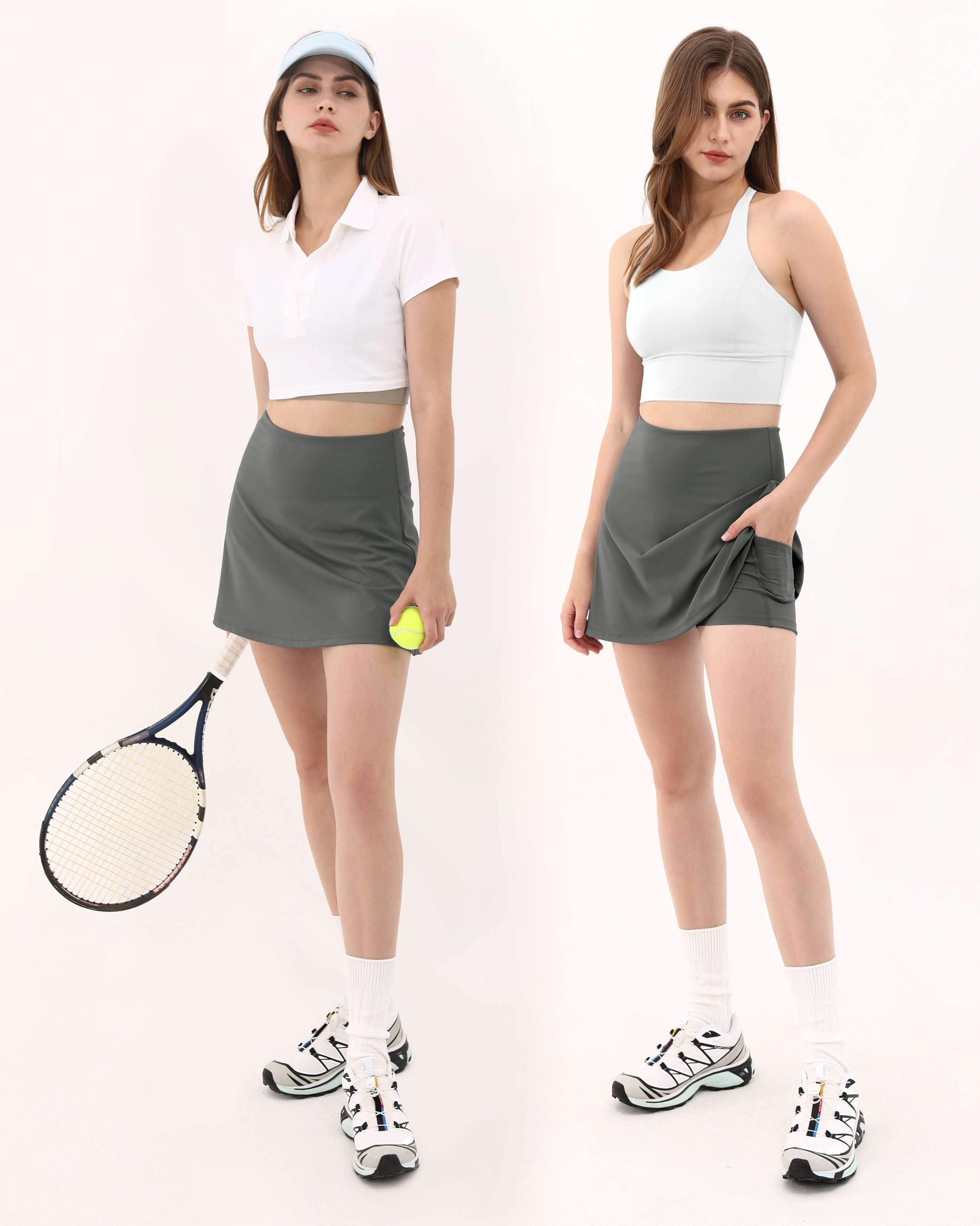 High Waist Tennis Skorts with Pockets - ododos