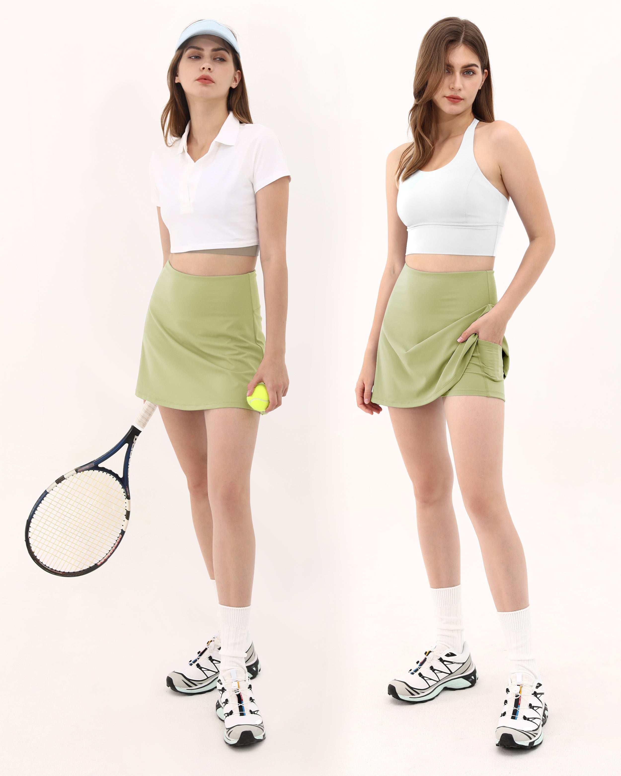 High Waist Tennis Skorts with Pockets - ododos