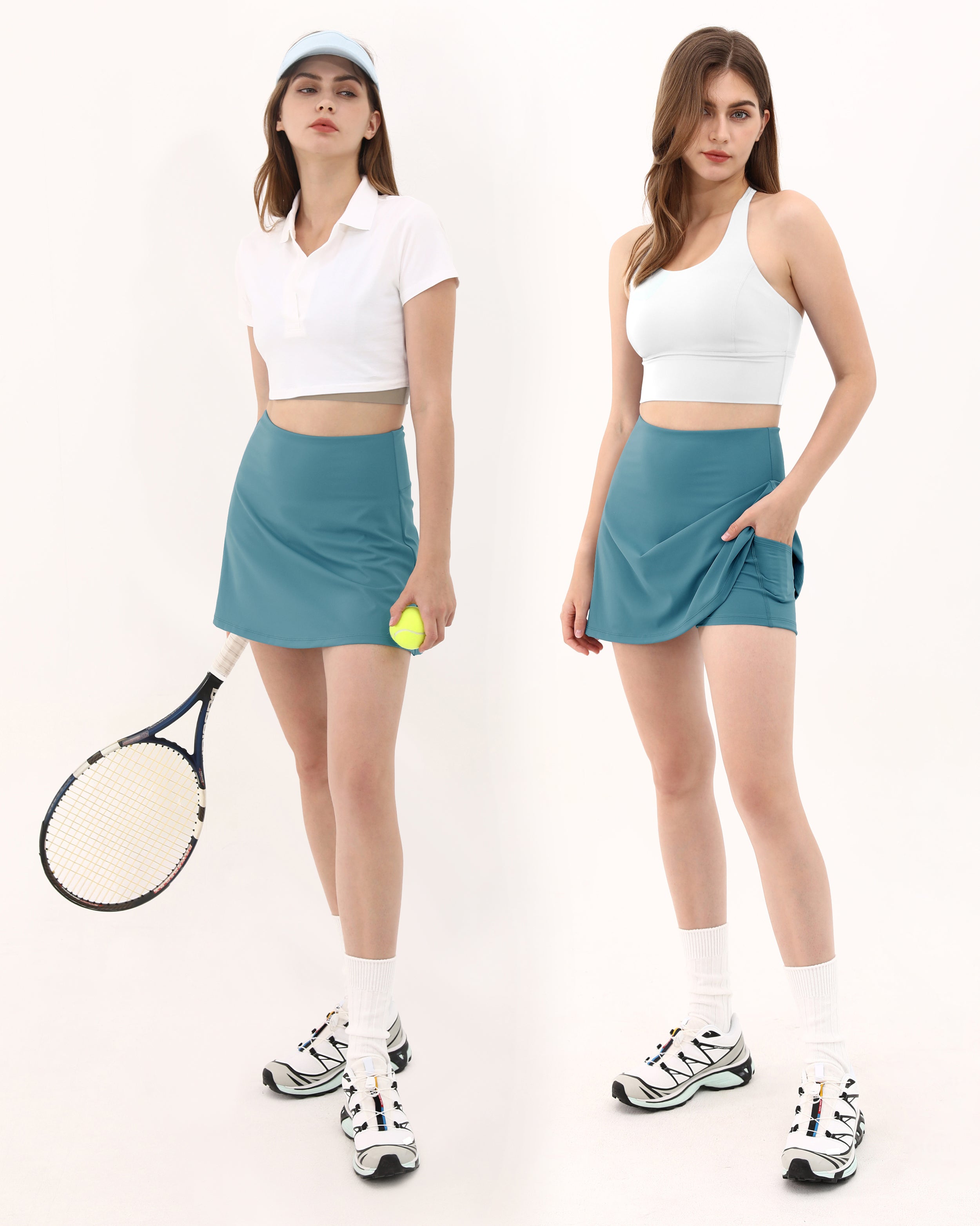 High Waist Tennis Skorts with Pockets - ododos