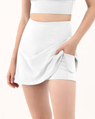 High Waist Tennis Skorts with Pockets White - ododos