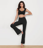 High Waisted Split-Hem Bootcut Lounge Yoga Pants Black 29 inches - ododos