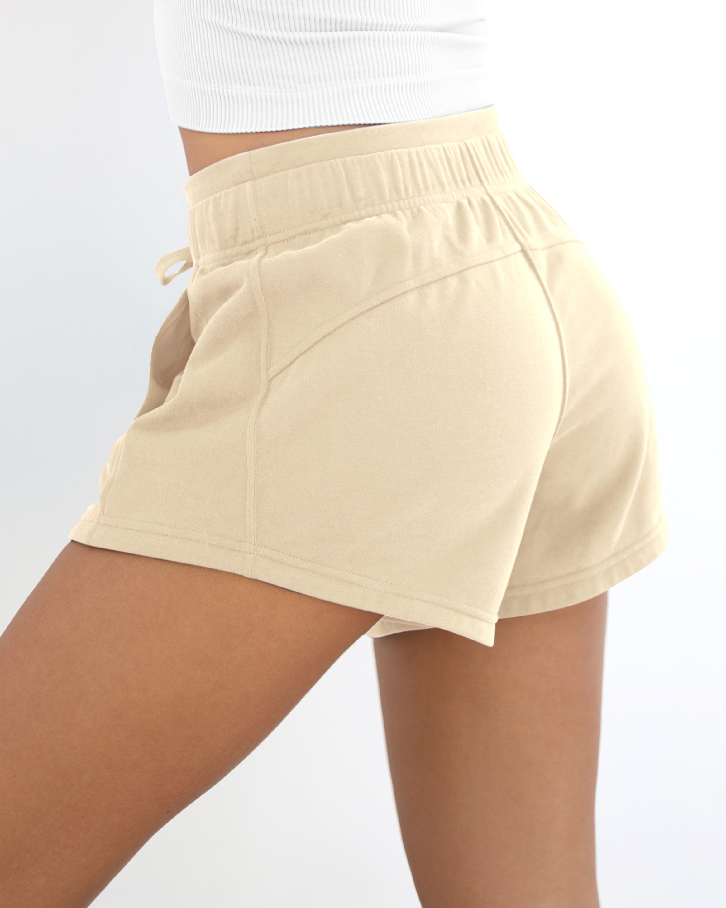 Cotton Terry Drawstring Workout Shorts - ododos