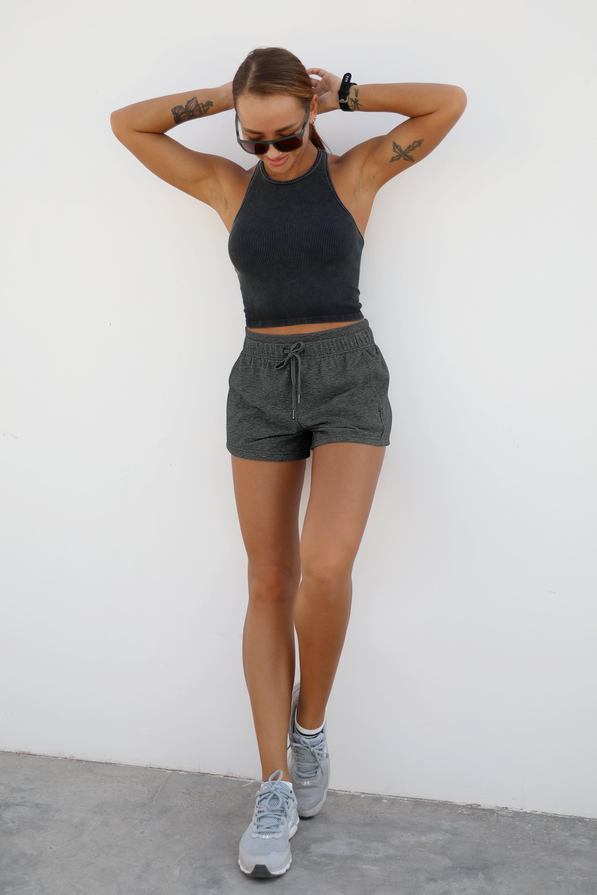 Cotton Terry Drawstring Workout Shorts - ododos