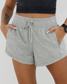 Cotton Terry Drawstring Workout Shorts Grey Heather - ododos