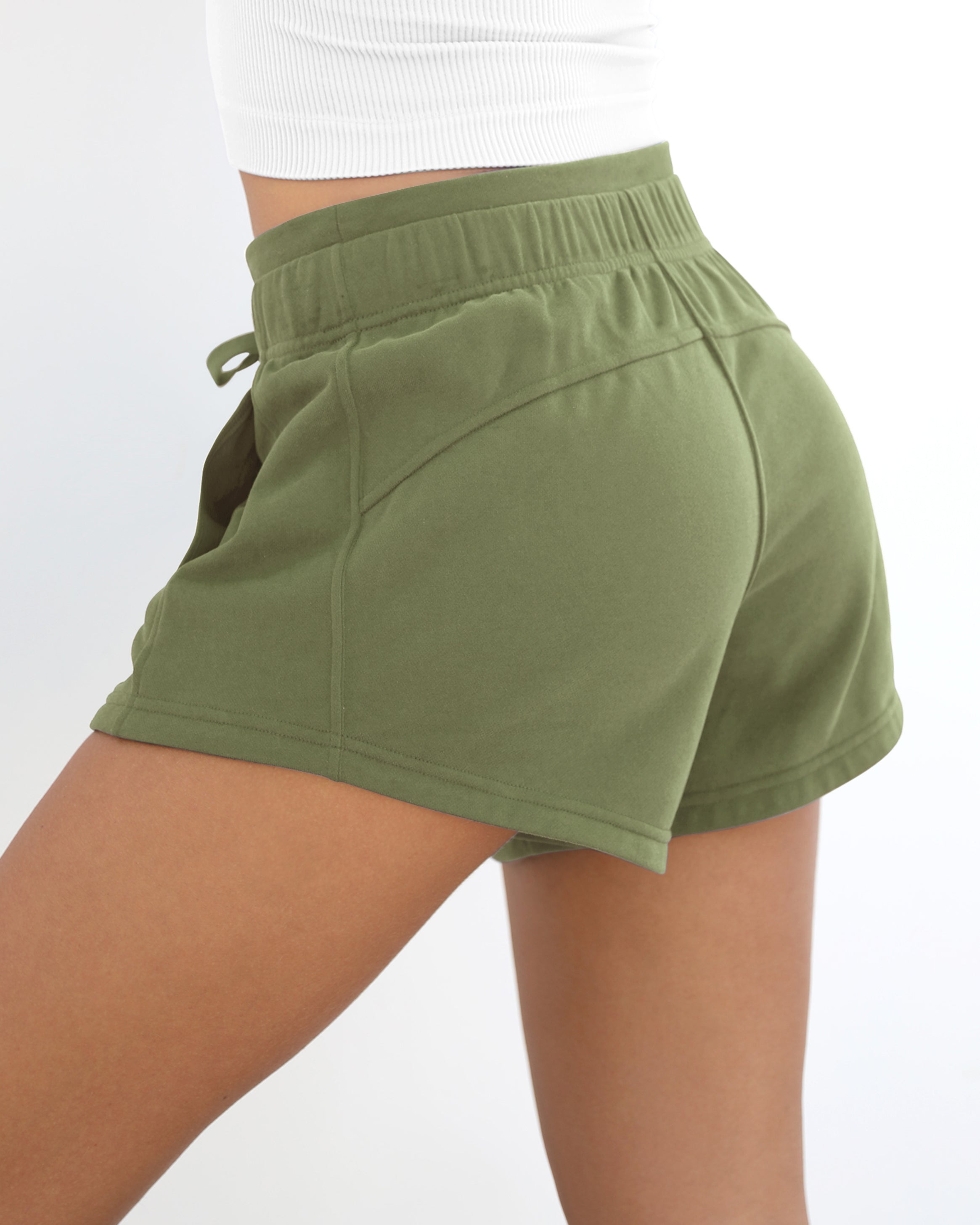 Cotton Terry Drawstring Workout Shorts - ododos