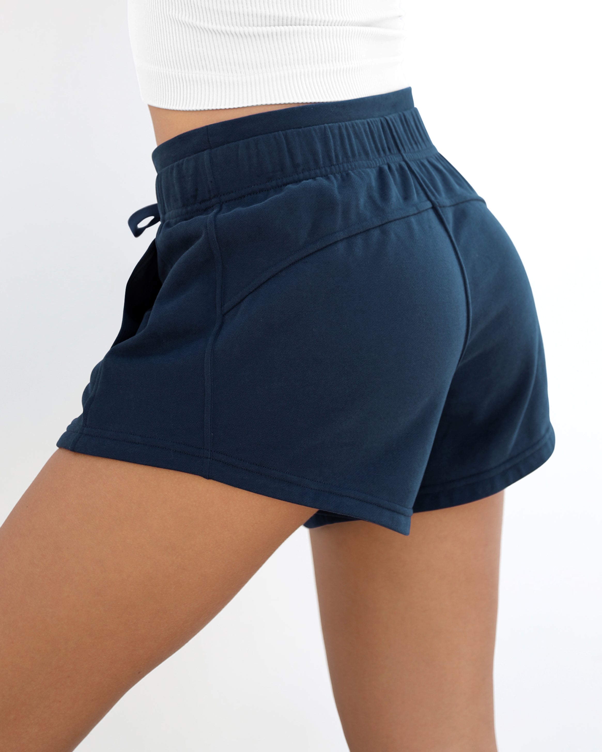 Cotton Terry Drawstring Workout Shorts - ododos