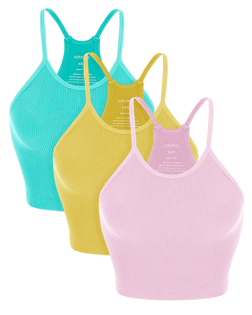  3-Pack Seamless Ribbed Crop Camisole - ododos