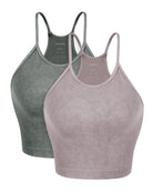 2-Pack Seamless Rib-Knit Camisole Charcoal+Dusty Orchid - ododos