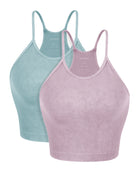 2-Pack Seamless Rib-Knit Camisole Lilac+Vintage Blue - ododos