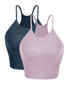 2-Pack Seamless Rib-Knit Camisole Navy+Lilac - ododos