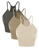3-Pack Long Seamless Camisole Mushroom+Taupe+Charcoal - ododos