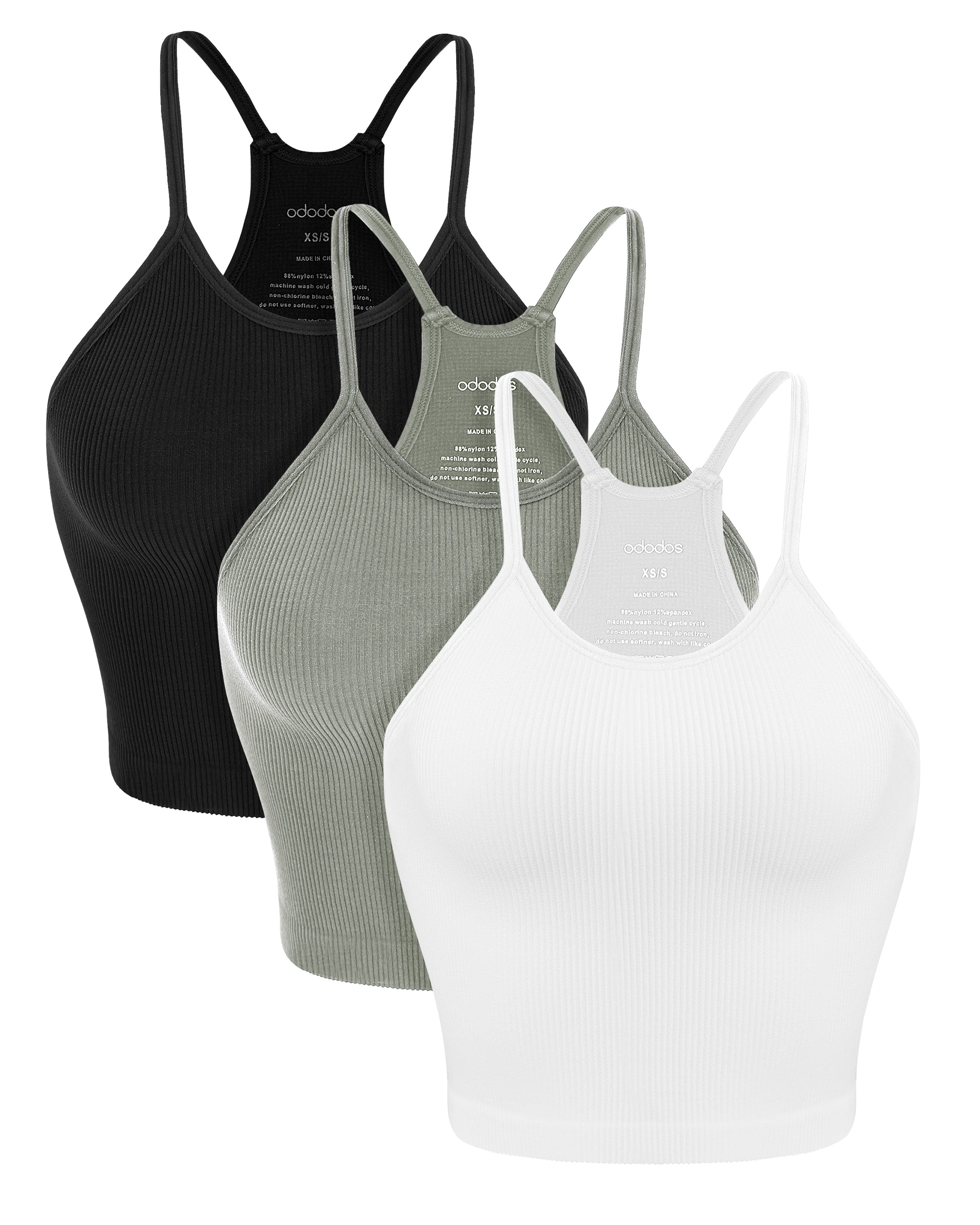 3-Pack Long Seamless Camisole White+Gray+Black - ododos