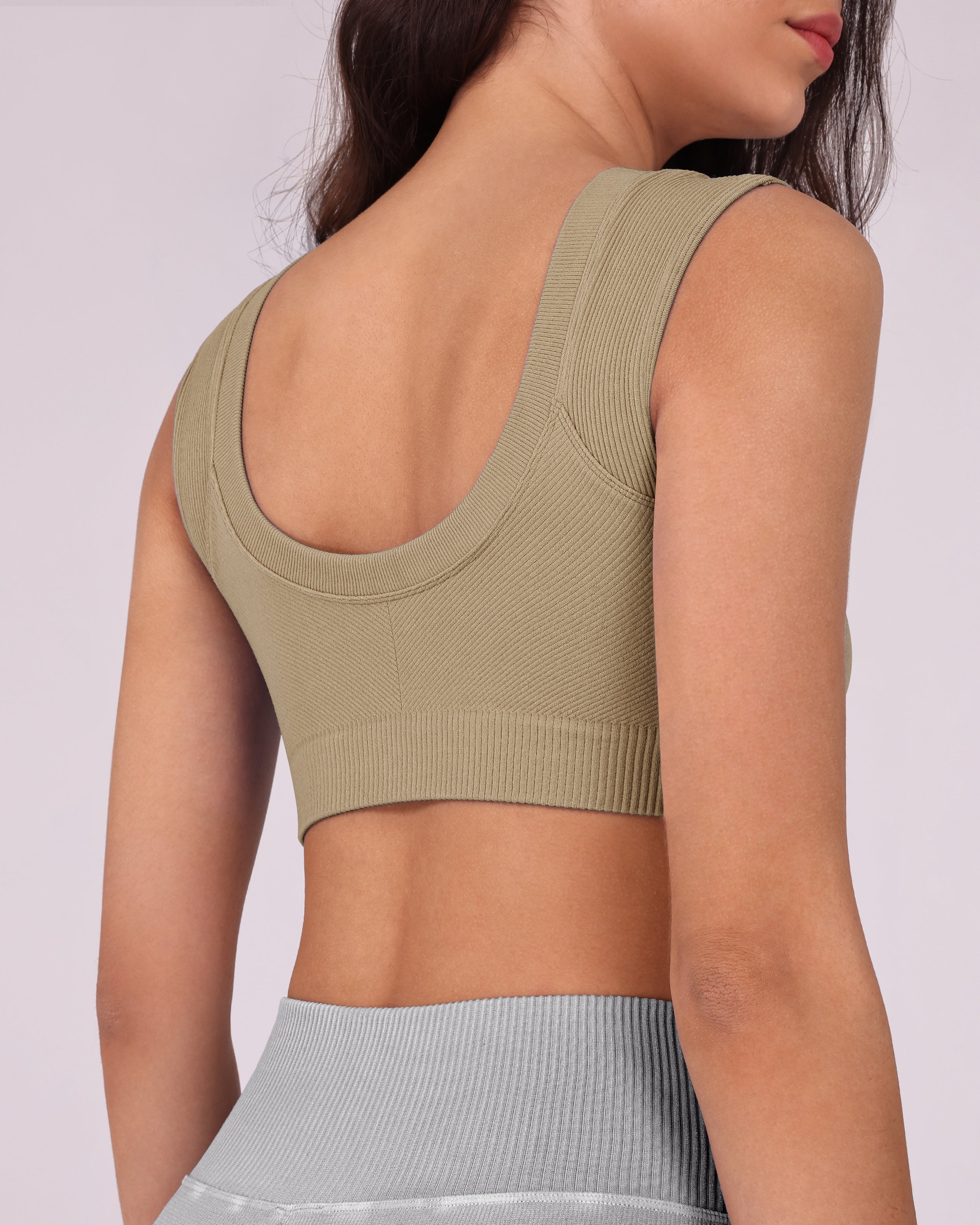 2-Pack Seamless Scoop Neck Ribbed Cropped Tank - ododos