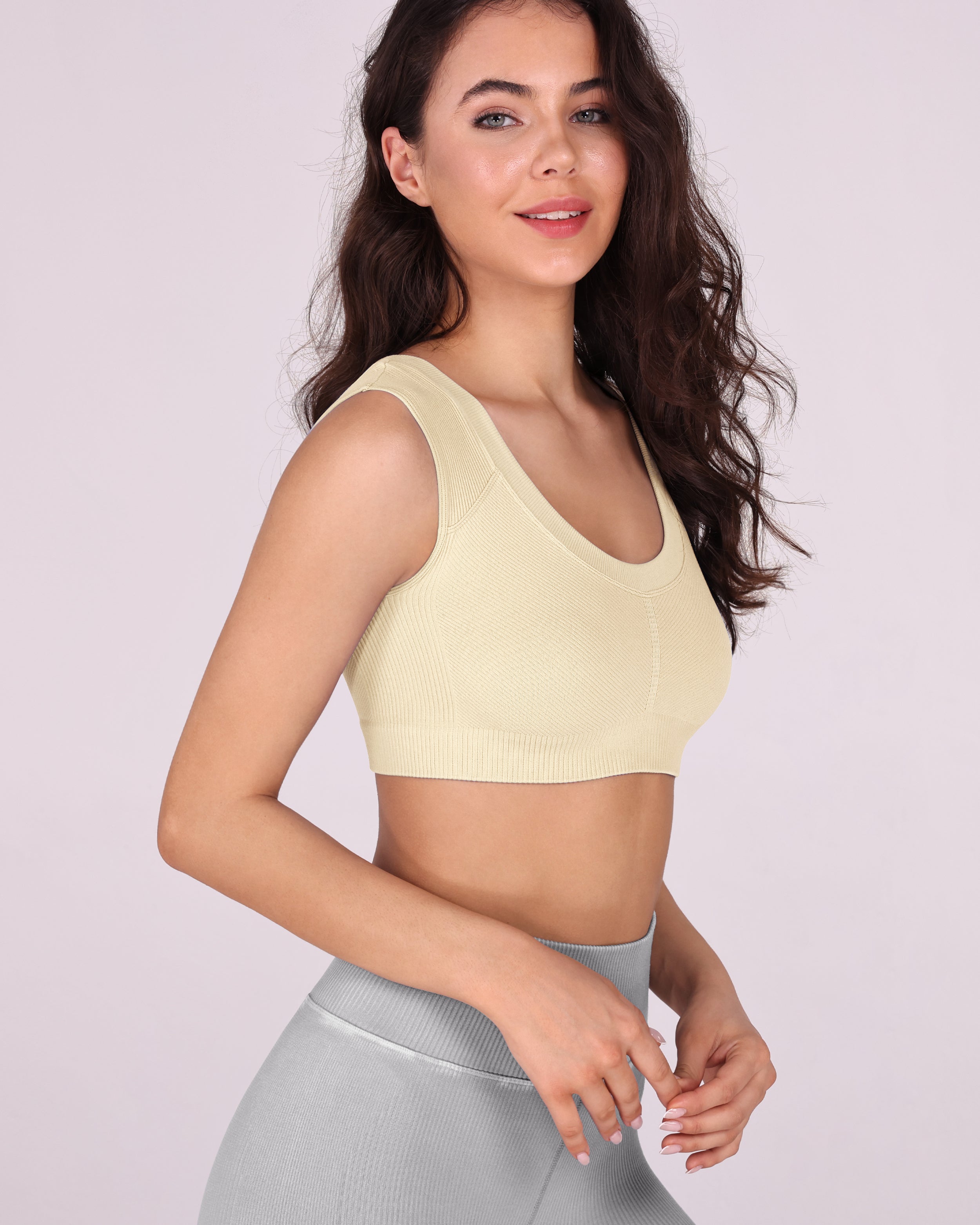  Seamless Scoop Neck Ribbed Cropped Top 2-Pack - ododos