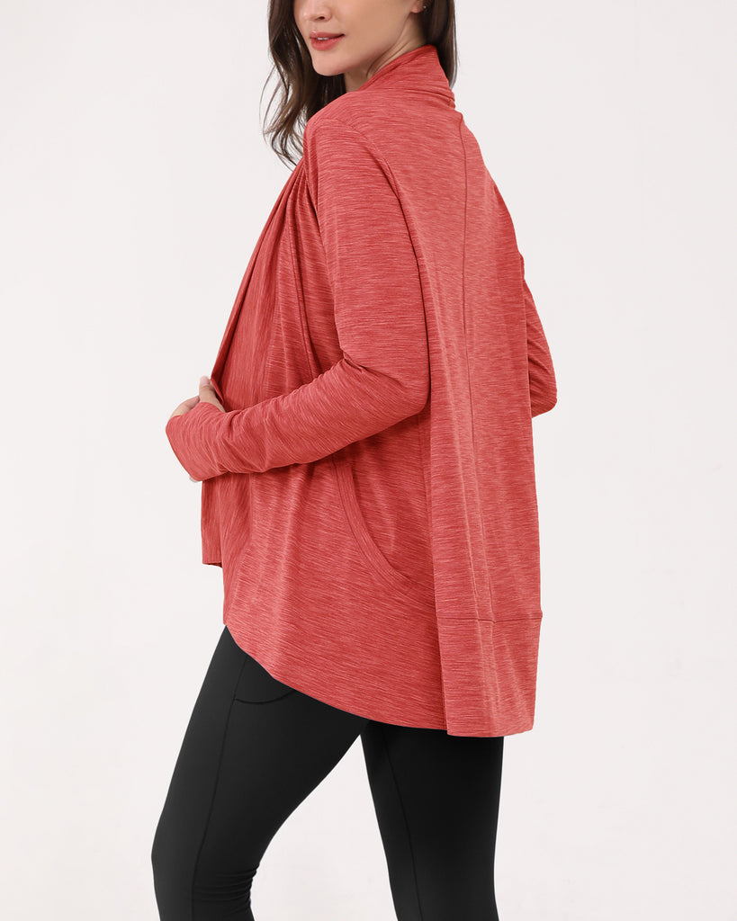  Draped Front Open Cardigan Top - ododos