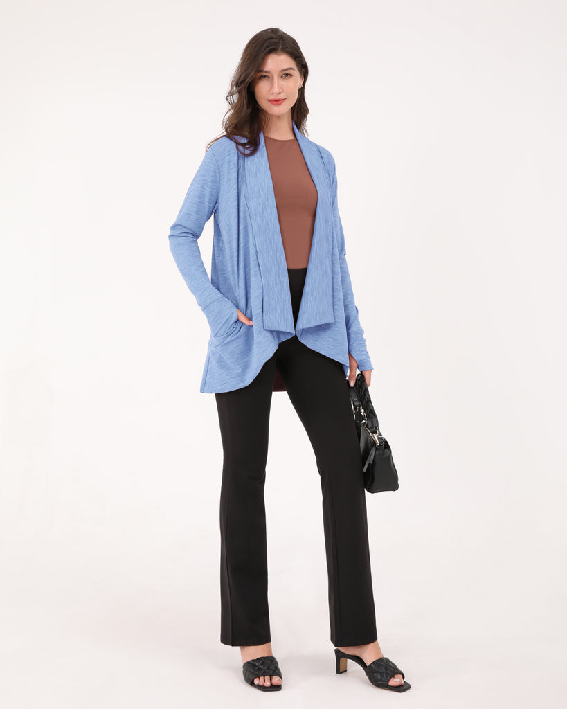  Draped Front Open Cardigan Top - ododos