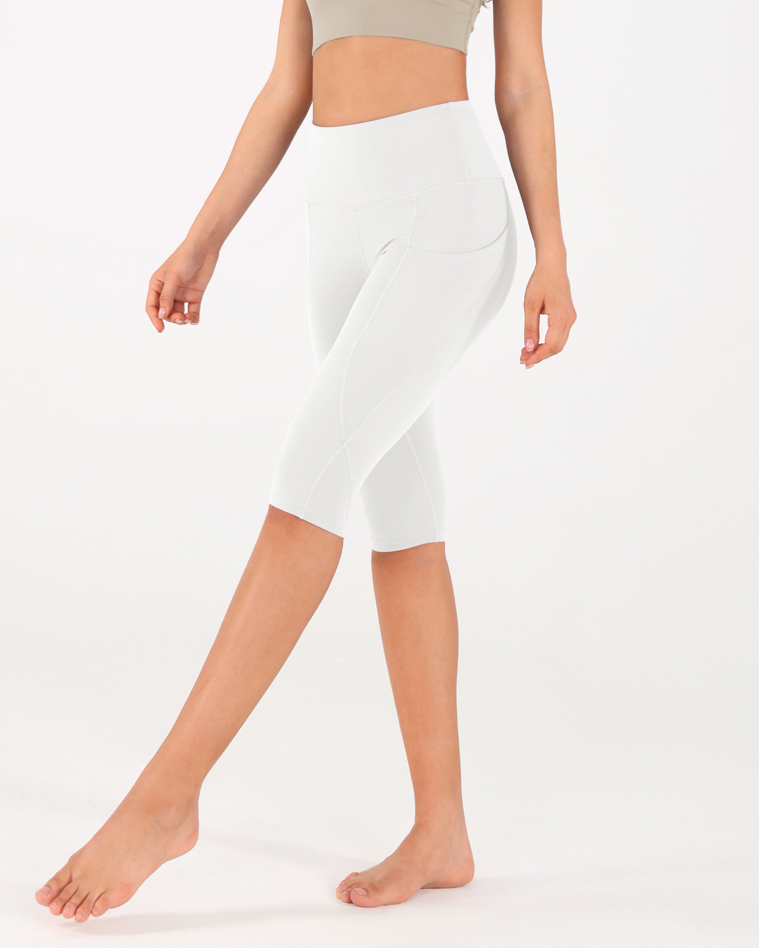 High Waist Knee Length Cropped Leggings - ododos