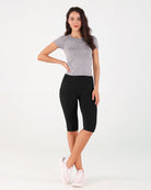 High Waist Knee Length Cropped Leggings - ododos