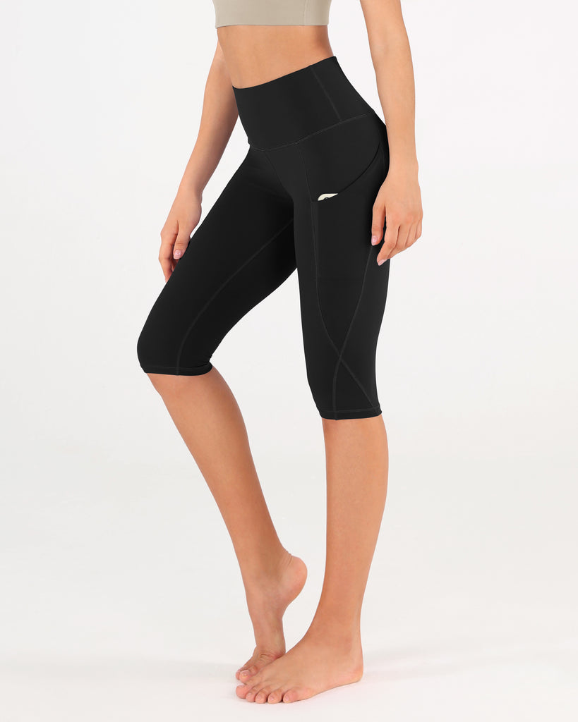 High Waist Knee Length Cropped Leggings