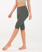 High Waist Knee Length Cropped Leggings - ododos