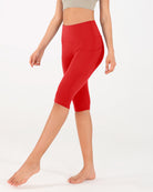 High Waist Knee Length Cropped Leggings - ododos