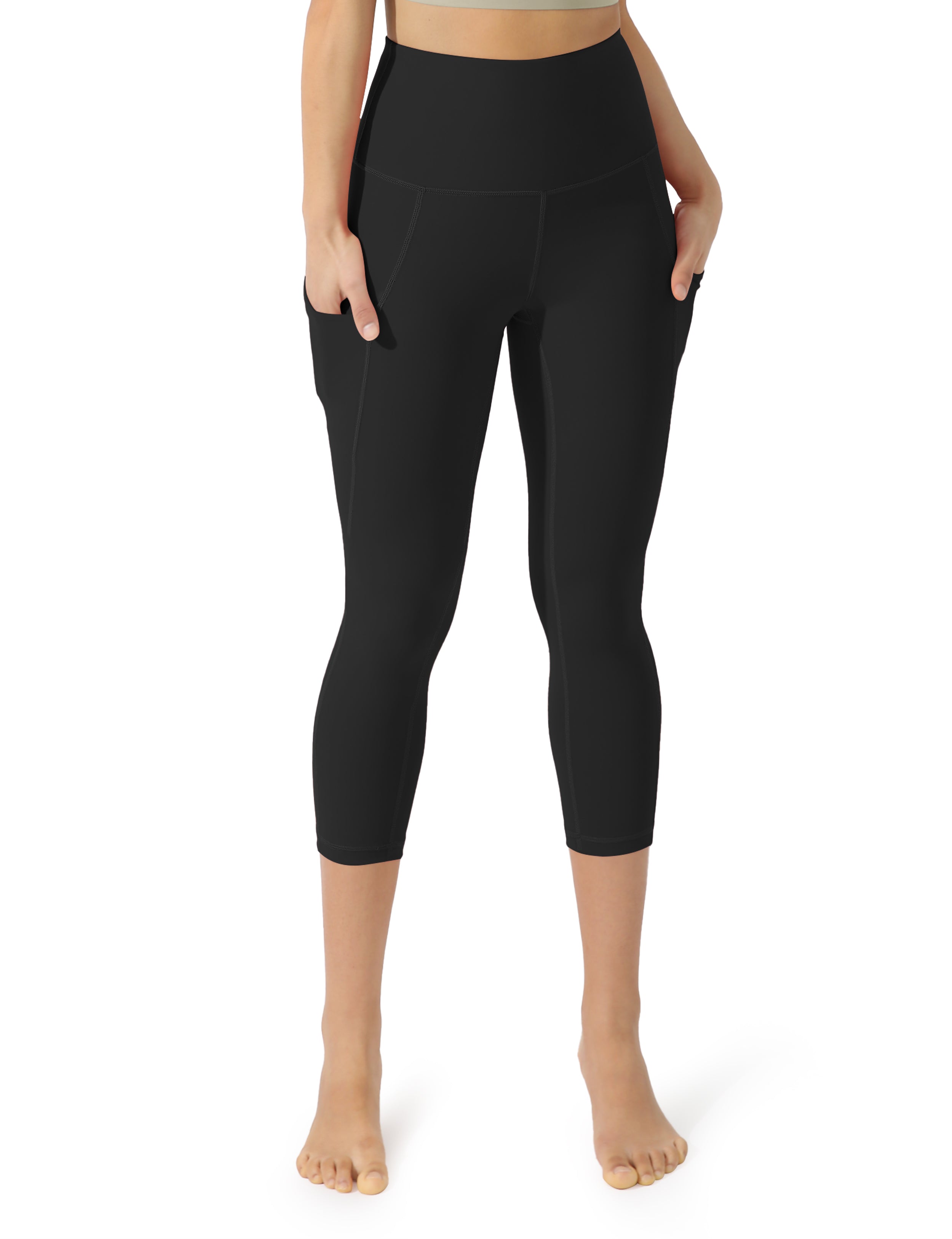 19" High Waist Yoga Capris with Pockets - ododos