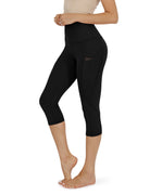 19" High Waist Yoga Capris with Pockets Black - ododos