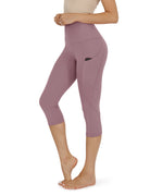 19" High Waist Yoga Capris with Pockets Lavender - ododos